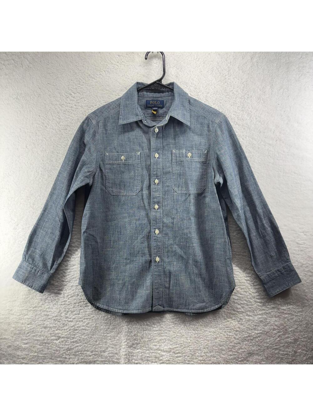 Polo Ralph Lauren Blue Chambray Denim Button Up Long Sleeve Kids M (10-12)